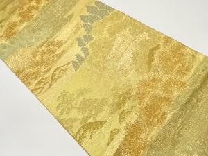 寺院に樹木・観世水模様織出し袋帯